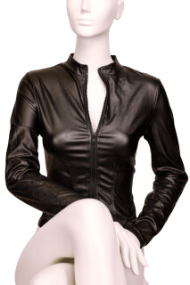 JL10 Damen Wetlook Jacke - SCHWARZ