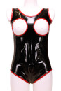 BD21 Damen Ouvert Lack-Body ohne Brüste - SCHWARZ-ROT